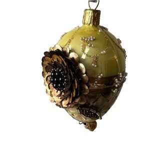 John Toole Collection Christmas Ornament Jewelry For Your Tree Yellow with Beads